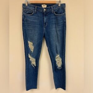 L’Agence Marcelle blue slim high rise distressed denim jeans size 29